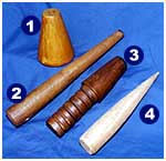 1. Wooden Plug; 2. Wooden Toggle; 3. Wooden Nozzle; 4. Hand Fid